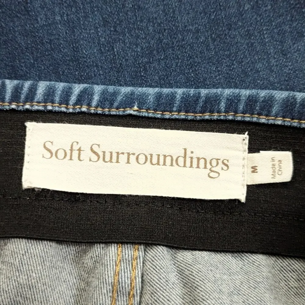 Soft Surroundings High Rise Pull On Stretchy Elastic Waist Comfy Straight Jeans
